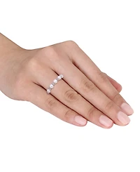Cultured Freshwater Pearl (3-1/2-4mm) & White Topaz (1/8 ct. t.w.) Ring Sterling Silver