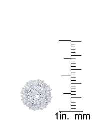 Cubic Zirconia Round Stud Silver Plate Earrings