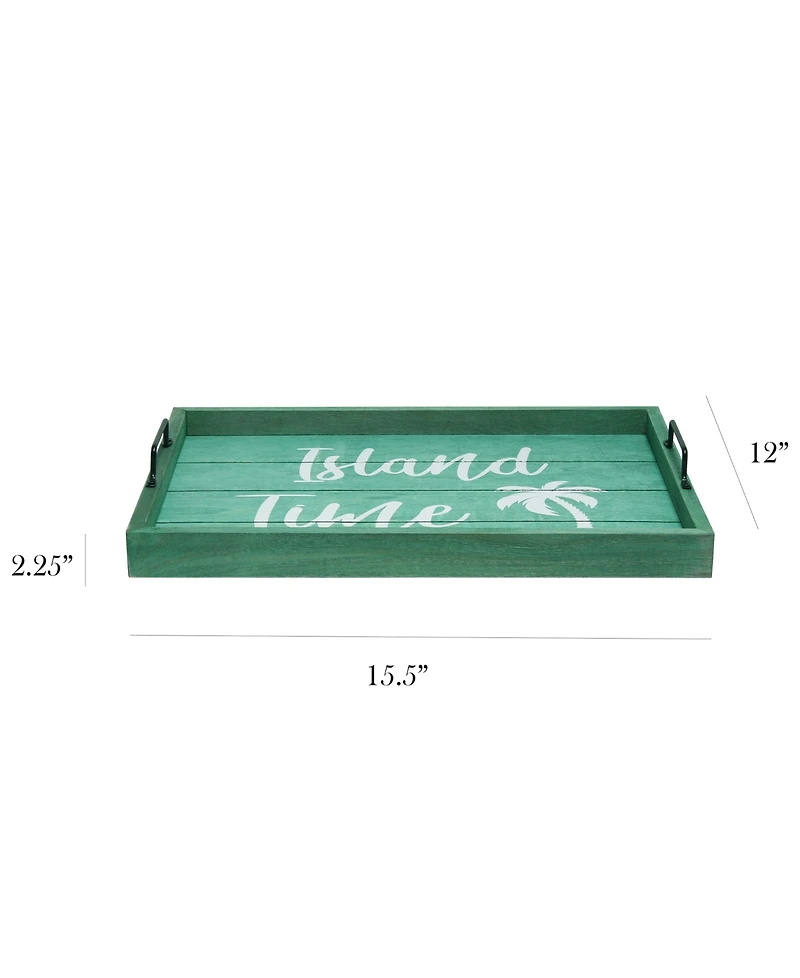 Elegant Designs Decorative Wood Serving Tray with Handles