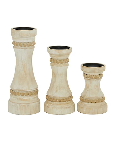 Wood Natural Candle Holder, Set of 3