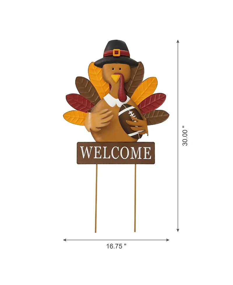 Glitzhome Thanksgiving Turkey Yard Stake or Hanging Wall Decor, 30"