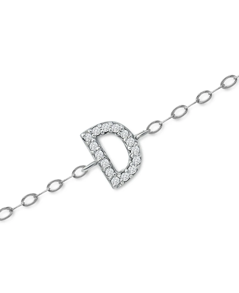 Giani Bernini Cubic Zirconia Initial Ankle Bracelet in Sterling Silver, Created for Macys