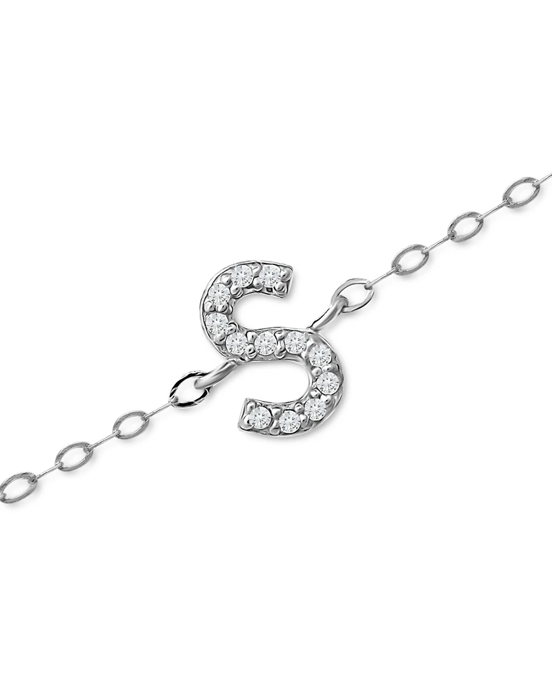 Giani Bernini Cubic Zirconia Initial Ankle Bracelet in Sterling Silver, Created for Macys