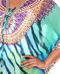 Plus Short Caftan with Tie-Up Neckline