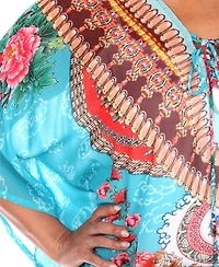 Plus Short Caftan with Tie-Up Neckline