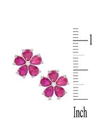 Lab-Grown Ruby (3-1/8 ct. t.w.) & Diamond Accent Flower Stud Earrings in Sterling Silver