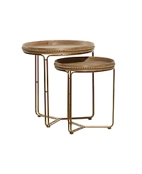 Wood Contemporary Accent Table Set, 2 Piece