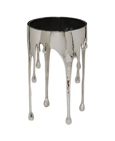 Rosemary Lane Aluminum Drip Accent Table with Melting Design and Shaded Glass Top, 16" x 16" x 25"