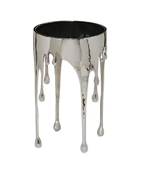 Rosemary Lane Aluminum Drip Accent Table with Melting Design and Shaded Glass Top, 16" x 16" x 25"