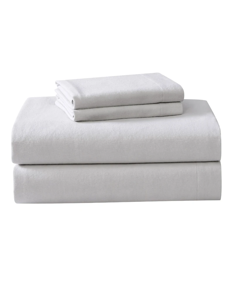 Laura Ashley Solid Cotton Flannel 3-Pc. Sheet Set, Twin
