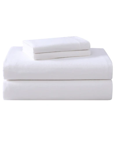 Laura Ashley Solid Cotton Flannel 3-Pc. Sheet Set, Twin