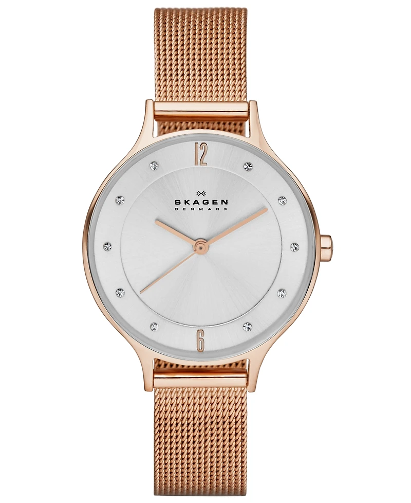 Skagen Women's Anita Rose Gold-Tone Stainless Steel Mesh Bracelet Watch 30mm SKW2151