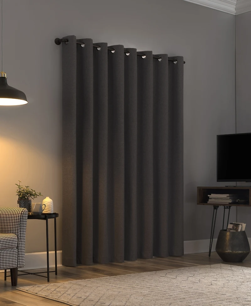 Cayden Grid Texture Draft Shield Fleece Insulated 100% Blackout Grommet Curtain Panel