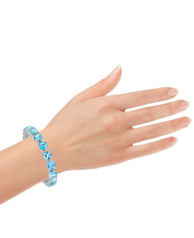 Blue Topaz Cushion Tennis Bracelet (47 ct. t.w.) in Sterling Silver (Also in Amethyst & Citrine)