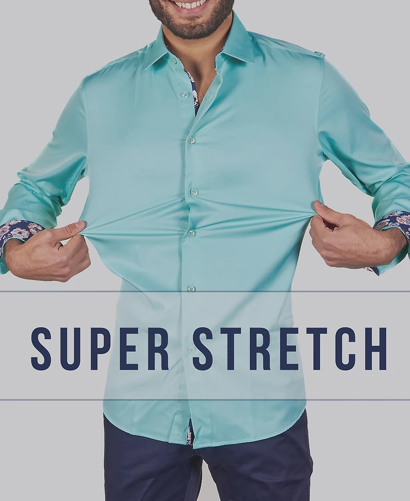 Men's Solid Slim Fit Wrinkle Free Stretch Dress Shirt