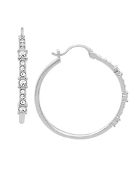 Essentials Clear Crystal Frontal Stationed Hoop, Gold Plate and Silver Plate
