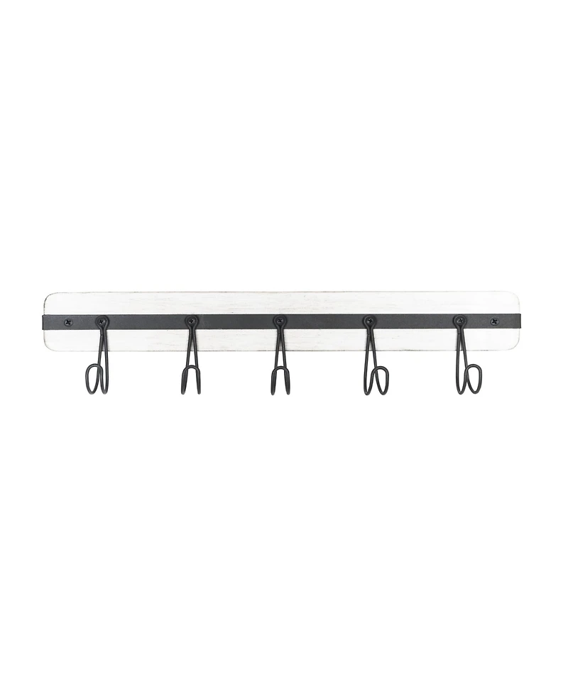 Spectrum Rowan Wall Mount 5-Hook Wood Entryway Storage and Organization Rack