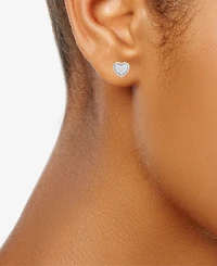 Diamond Heart Halo Cluster Stud Earrings (1 ct. t.w.) in 14k White Gold