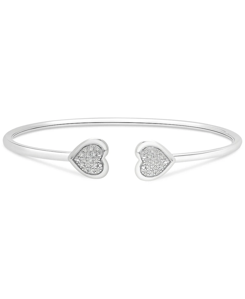 Diamond Heart Cluster Flex Bangle Bracelet (1/6 ct. t.w.) in Sterling Silver
