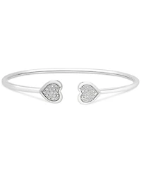 Diamond Heart Cluster Flex Bangle Bracelet (1/6 ct. t.w.) in Sterling Silver