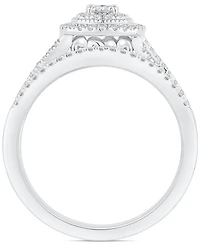 Diamond Cushion Halo Twist Bridal Set (5/8 ct. t.w.) in 14k White Gold