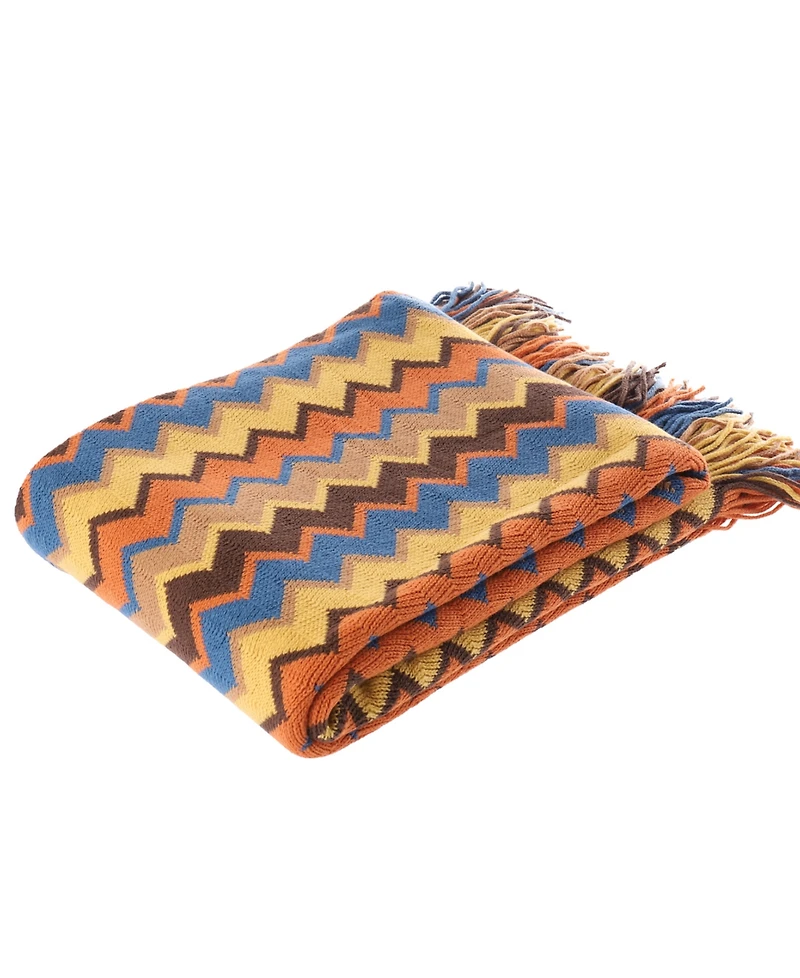 Happycare Textiles Multi-Color Chevron Pattern Throw, 60" x 50"