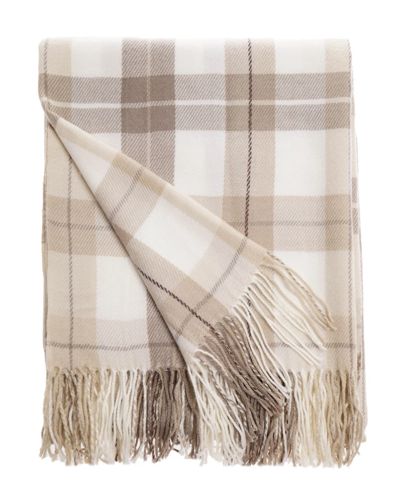 Happycare Textiles Yarn-Dyed Woven Plaid Fringe Throw, 60" x 50"