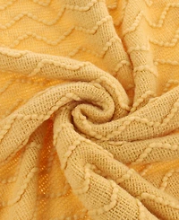 Happycare Textiles Solid Soft Zigzag Lightweight Throw, 60" x 50"