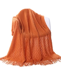 Happycare Textiles Solid Soft Zigzag Lightweight Throw, 60" x 50"