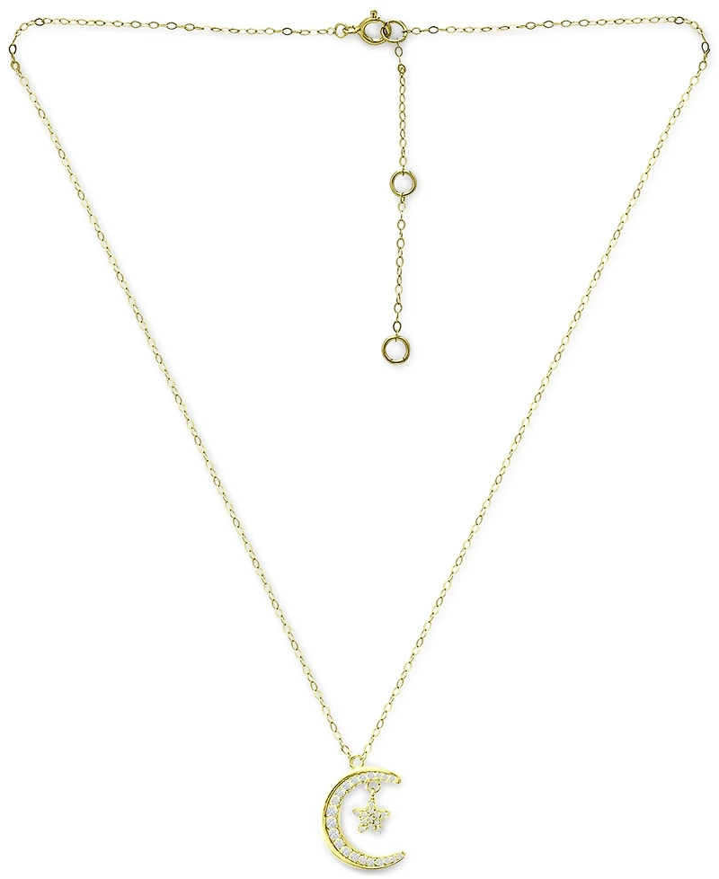 Giani Bernini Cubic Zirconia Moon & Star Pendant Necklace, 16" + 2" extender, Created for Macy's