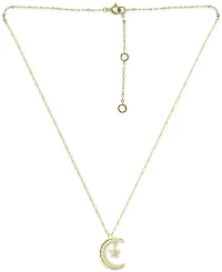 Giani Bernini Cubic Zirconia Moon & Star Pendant Necklace, 16" + 2" extender, Created for Macy's