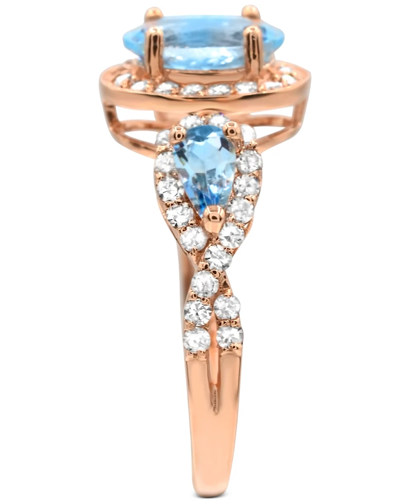 Aquamarine (1-1/2 ct. t.w.) Diamond (1/2 ct. t.w.) Ring in 14K Rose Gold