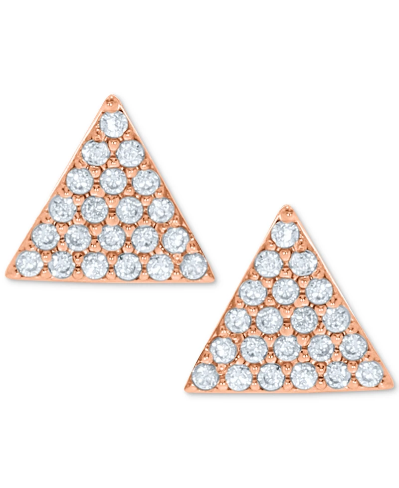 Diamond Pave Triangle Stud Earrings (1/10 ct. t.w.) 10k White, Yellow or Rose Gold