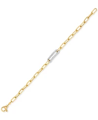 Diamond Bar Paperclip Link Chain Bracelet (1/5 ct. t.w.) in Sterling Silver & 14k Gold-Plate