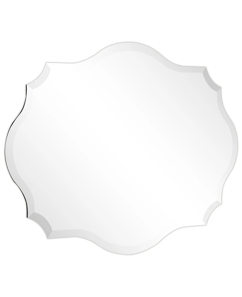 Empire Art Direct Frameless Beveled Oblong Scalloped Wall Mirror