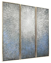 Empire Art Direct Silver Ice 3-Piece Textured Metallic Hand Painted Wall Art Set by Martin Edwards, 60" x 20" x 1.5"