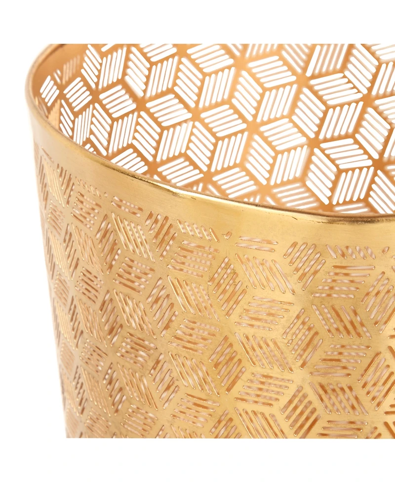 CosmoLiving by Cosmopolitan Gold Metal Glam Small Waste Bin, 10 " x 9 " x 9 "
