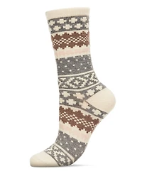 MeMoi Women's Winter Fairisle Cashmere Blend Crew Socks