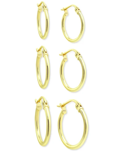 Giani Bernini 3-Pc. Set Polished Round Hoop Earrings, Created for Macy's