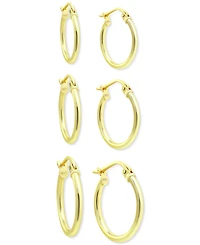 Giani Bernini 3-Pc. Set Polished Round Hoop Earrings, Created for Macy's