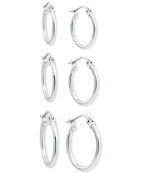 Giani Bernini 3-Pc. Set Polished Round Hoop Earrings, Created for Macy's