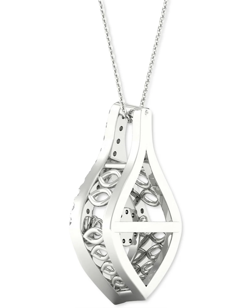 Twinkling Diamond Star Diamond Wishbone 18" Pendant Necklace (1/5 ct. t.w.) in 10k White Gold