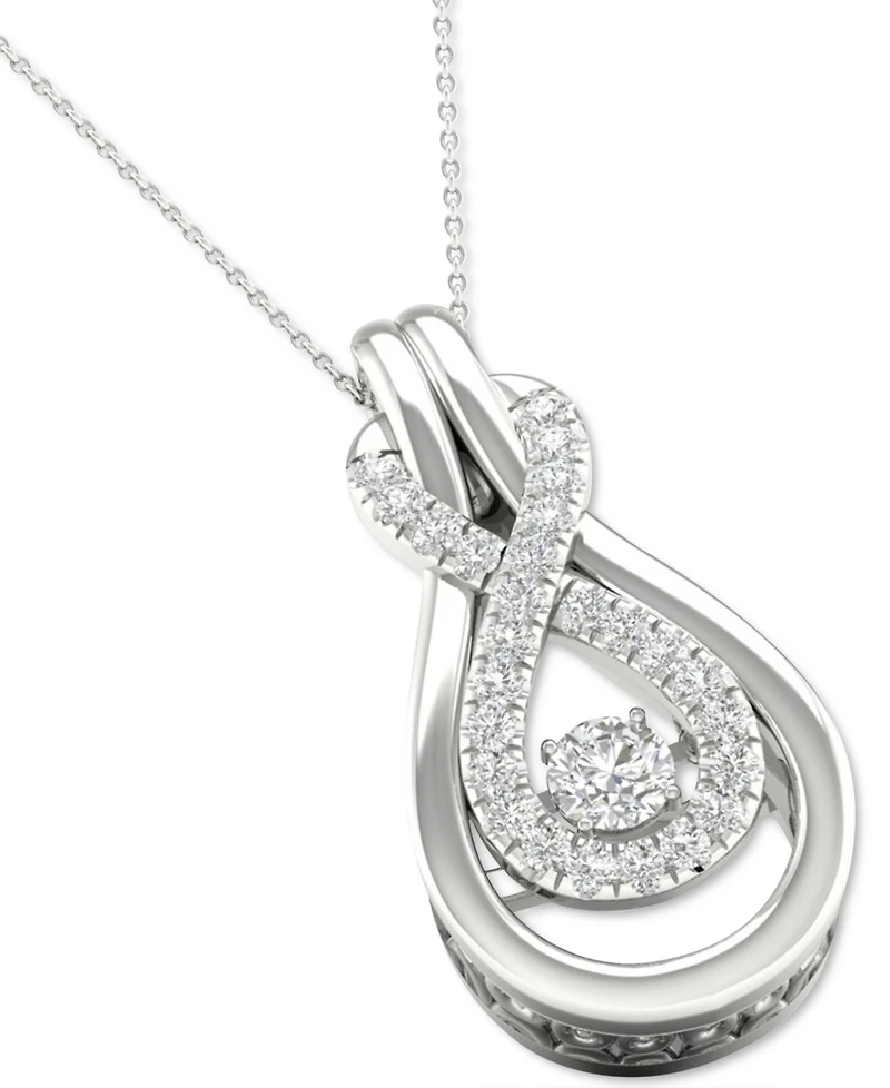 Twinkling Diamond Star Diamond Infinity Teardrop 18" Pendant Necklace (1/5 ct. t.w.) in 10k White Gold