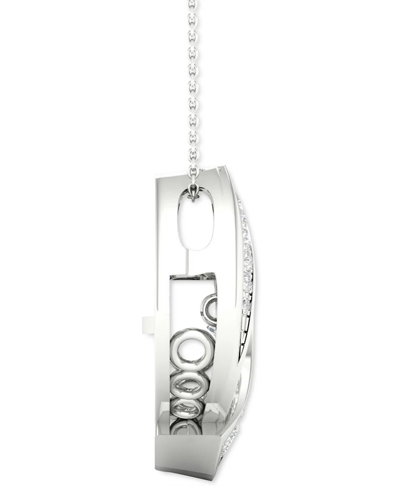 Twinkling Diamond Star Diamond Swirl 18" Pendant Necklace (1/4 ct. t.w.) in 10k White Gold