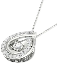 Twinkling Diamond Star Diamond Teardrop Halo 18" Pendant Necklace (3/4 ct. t.w.) in 10k White Gold