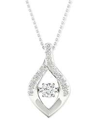 Twinkling Diamond Star Diamond Wishbone 18" Pendant Necklace (1/4 ct. t.w.) in 10k White Gold