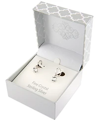 Fine Crystal 6mm Drop Hoop Earrings in Sterling Silver