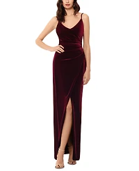 Betsy & Adam Petite Velvet Gathered-Waist Gown