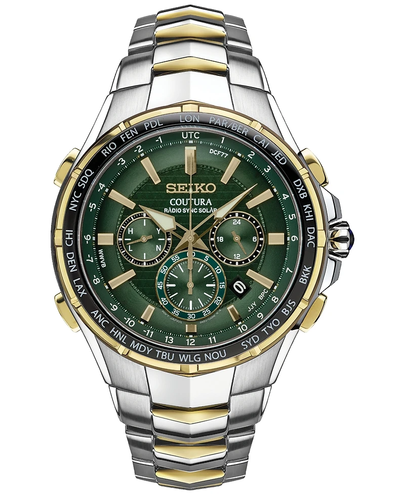Seiko Men's Chronograph Solar Coutura Radio Sync Two-Tone Stainless Steel Bracelet Watch 45mm