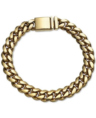 Esquire Men's Jewelry Cuban Link Bracelet in Gold-Tone Ion-Plated Stainless Steel, Created for Macy's